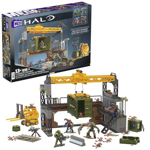 MEGA Halo - Bloccare l'Invasione: Scontro a Fuoco, set fabbrica a tema Traxus da costruire con 635 pezzi, include 4 mini action figure snodate e accessori, giocattolo per bambini, 13+ anni, HNC59