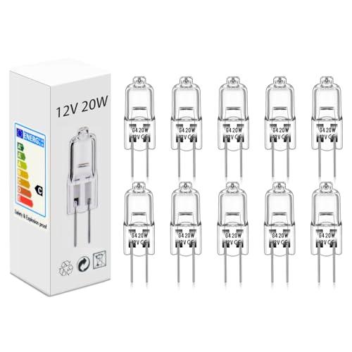 Lampadine Alogene G4 （10 pezzi）12V 20W 2800K Luce bianca calda dimmerabile lampadina alogena Per la sostituzione di lampadari di cristallo, luci di segnalazione, illuminazione della cucina, ecc.