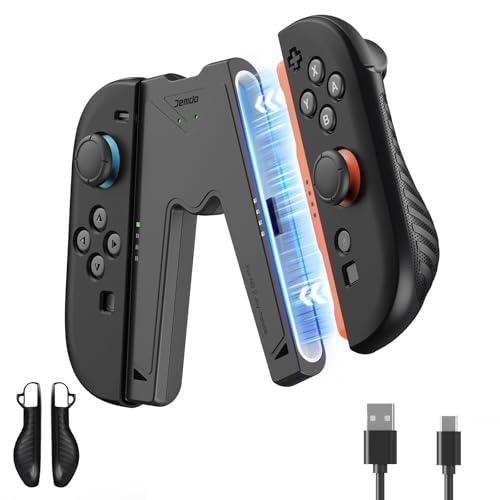 JEMDO Impugnatura Ricarica Joy Con 2 Ergonomica per Nintendo Switch 2, Magnetico Caricatore Controller Switch 2 USB-C e LED, presa antiscivolo, supporto posteriore rinforzato, da viaggio, nero
