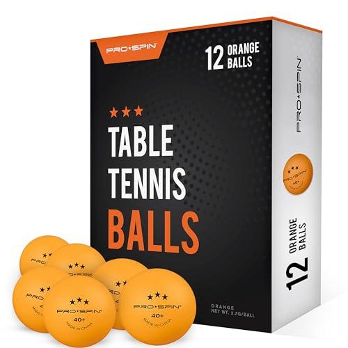 PRO SPIN Palline Ping Pong – Arancioni 3-Stelle 40+ Palle da Ping Pong di Alta Qualità (Confezione da 12) Palline da Ping Pong per Giochi e Competizioni, da Esterno o Interno