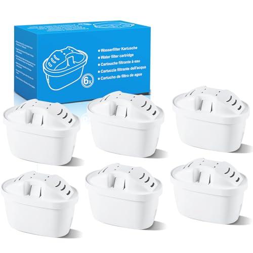 Mutital Cartucce Filtranti per Acqua 6 Pezzi, Compatibili con i Filtri per Acqua Brita Maxtra+, Cartucce Filtranti Brita, Aquaphor, Filtro a Carbone Attivo, Compatibile con Caraffe Filtranti, Dafi (6)