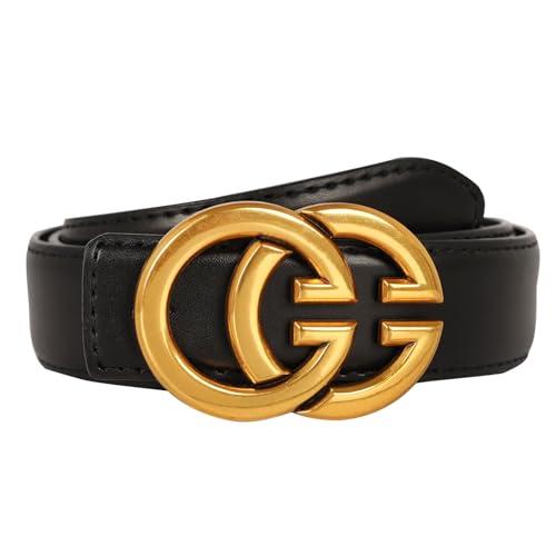 Aurolran - Cintura in pelle classica con fibbia in metallo da donna, 30-33 (Pant 8-12)