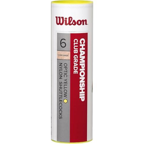 Wilson Championship Volani da Badminton, Confezione da 6, Velocità 79, Plastica/Sughero Naturale, WRT6044YE79, Giallo