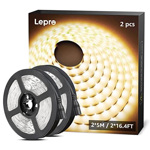 Lepro Striscia 10m 600 LED 2835, 18W 1200lm Luce Nastro Luminoso Bianco Caldo 3000K, 12V per Decorazione e Illuminazione Domestica (5m/Pezzo)
