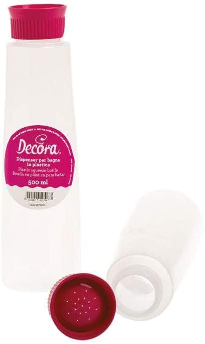 Decora Dispenser per Bagna con Tappo Bucherellato, Trasparente/Arancia, 500 ml