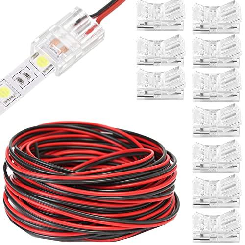 RUNCCI-YUN Kit connettore luce LED RGB 3528 2835 2 pin 8 mm, include cavo di prolunga LED da 20 m, connettore senza spazio, per un collegamento rapido della striscia LED da 8 mm al filo
