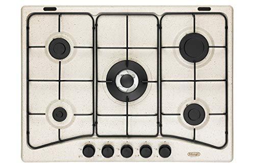 DELONGHI FFS 57 ASV PIANO COTTURA 5 FUOCHI A GAS GRIGLIE SMALTATE 70 CM COLORE AVENA FFS57ASV