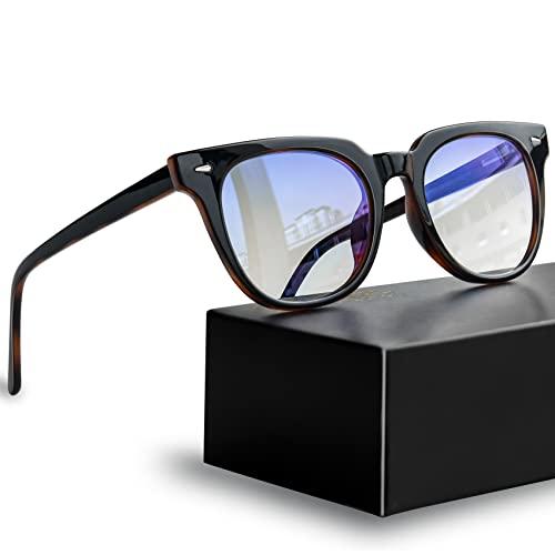 KANASTAL Occhiali anti Luce Blu Uomo Donna Antiriflesso Computer PC Filtro Luci Blu Neri Protezione Schermo anti Affaticamento Trasparenti Blue Light Glasses per Telefono Gaming TV -Nero