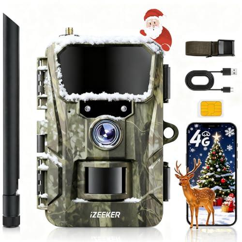 iZEEKER 2 in 1 Fototrappola Cloud 4G & Standard, 2K HD 36MP Fototrappola con Sim Visione Notturna Motion Attivato Senza Wi-Fi Controllo App Time Lapse Registrazione in loop Impermeabile IP66 per Fauna