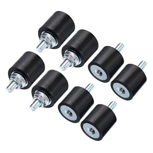 QUARKZMAN 4 Pezzi Supporti Isolanti Gomma M4x10mm con Viti 15x15mm Maschio Femmina Ammortizzatore Vibrazioni Cilindrico Zincato Antivibranti Attacco Filettato con 4 Pezzi M4 Controdadi