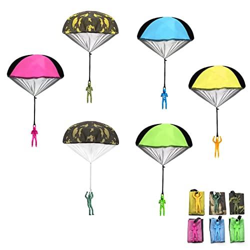 Giocattolo Paracadute Mano Lancio Paracadute, 6 Pezzi Paracadute per Bambini Set, Giocattoli per Paracadute, Giocattoli per Paracadutismo per Bambini Giocattolo Regalo per Giochi All'aperto