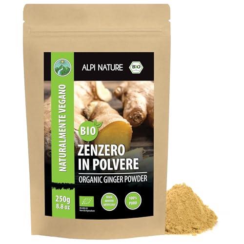Alpi Nature Zenzero in Polvere BIO 250g, Polvere di Radice di Zenzero Essiccata e Macinata per Cucina