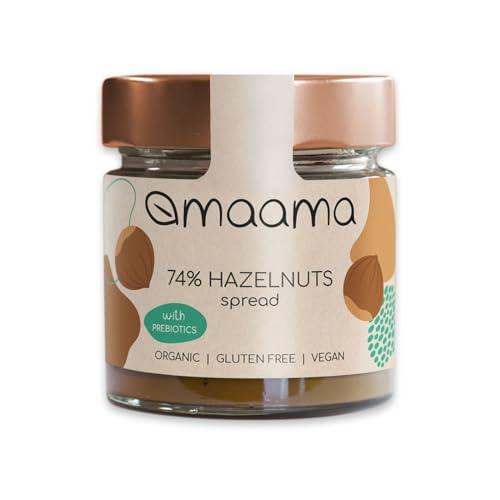 MAAMA, Crema Spalmabile alla Nocciola (74%) con Prebiotici Bio, Vegan, Senza Additivi e Senza Glutine - 1 vasetto da 200g