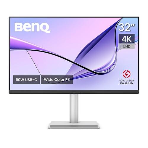 BenQ MA320U Monitor per MacBook Pro/Air 32” 4K 3840x2160, Due USB-C, Alimentazione 90W, Compatibile con colori Mac, Hub USB, Comandi volume/luminosità per Mac, Supporto regolabile, Gamma colore P3