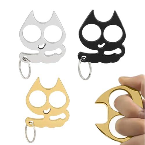 3 Pezzi Portachiavi booster pressione, Acciaio Inossidabile Con Impugnatura Ergonomica Anello Con Orecchie Di Gatto, Acciaio Inossidabile Portachiavi