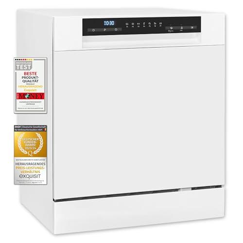 Exquisit Lavastoviglie da tavolo GSP508-030D bianco | Lavastoviglie 55 cm autoportante | Piccola lavastoviglie 8 controsoffitti | Lavastoviglie LED Display