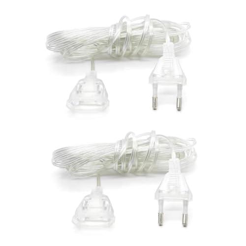 Okaywork Prolunga elettrica - Prolunga di alimentazione trasparente, filo elettrico, prolunga elettrica a filo piatto per piccoli accessori elettrici, lanterne a LED e uso esterno. (5M)