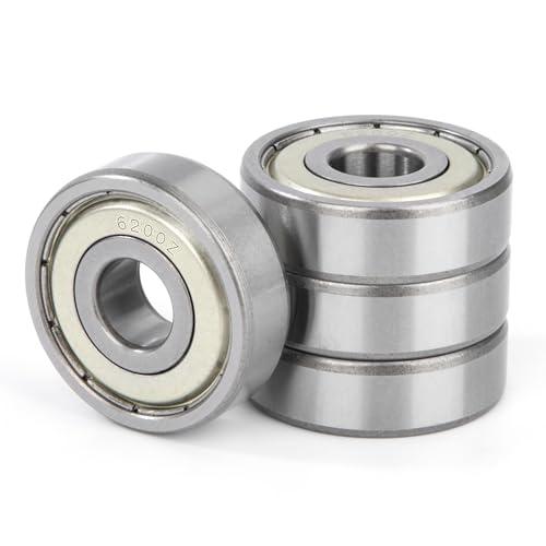 4 Pezzi 6200ZZ Cuscinetti a Sfera a doppia tenuta, 10x30x9mm Acciaio al cromo e Pre-lubrificati, 6200Z Cuscinetto a Sfere a Gola Profonda, per Stampanti 3D, Skateboard, Longboard