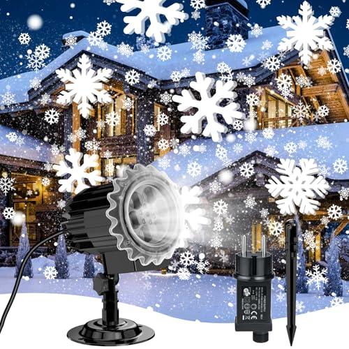 YAZEKY Proiettore Luci Natale, Proiettore LED 3D a Fiocchi di Neve, Impermeabile IP65, Luci LED per Effetto Nevicata, Decorazione per Natale, Interni, Esterni, Feste e Matrimoni