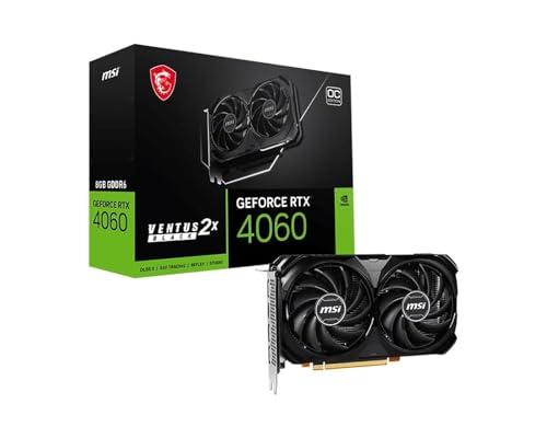 MSI GeForce RTX 4060 VENTUS 2X BLACK 8G OC Scheda Video Gaming, 8GB GDDR6 (17 Gbps / 128-bit), PCI Express Gen4, 8-pin x1, DisplayPort x3 (v1.4a), HDMI 2.1 - Ventole TORX 4.0, Tecnologia ZERO FROZR