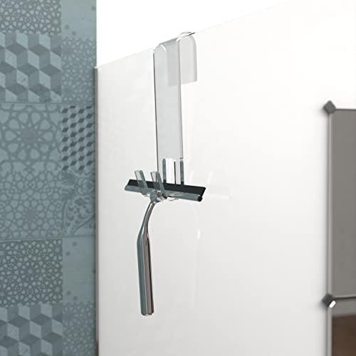 Agplex - Gancio Porta Tergicristallo per Box Doccia in Vetro Acrilico Plexig. - Materiale Inossidabile - Supporto Senza Foratura, Adatto a Vetro Fino a 3cm - Made in Italy