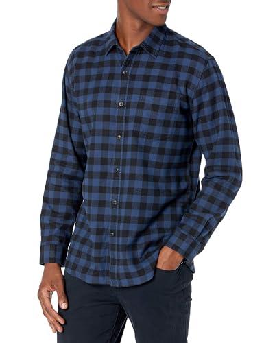 Amazon Essentials Camicia in Flanella a Maniche Lunghe (Disponibile in Taglie Extra Forti) Uomo, Blu Nero Buffalo Plaid, XL