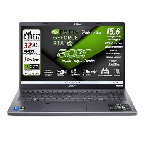 Acer Notebook Intel Core i7-1355U 13th, 10 Core 5 Ghz, RAM 32 Gb, SSD Pcie 1Tb, 15.6