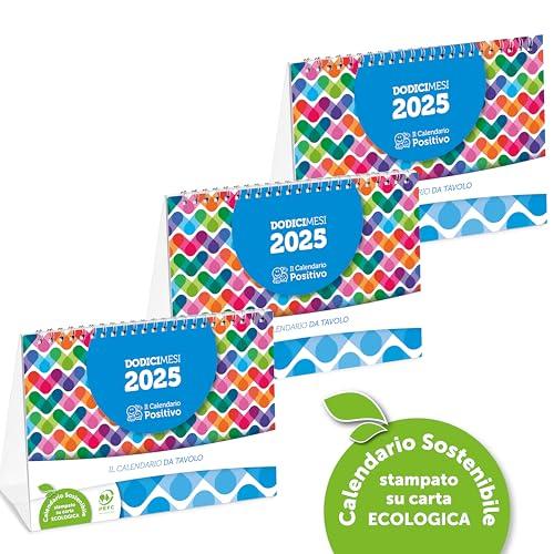 3 PZ - Calendario da Tavolo 2025 | In Carta Ecosostenibile NON Patinata - Ideale per segnare Appuntamenti ed Impegni | Calendario da Scrivania – Dimensioni 21x15 | 28 facciate