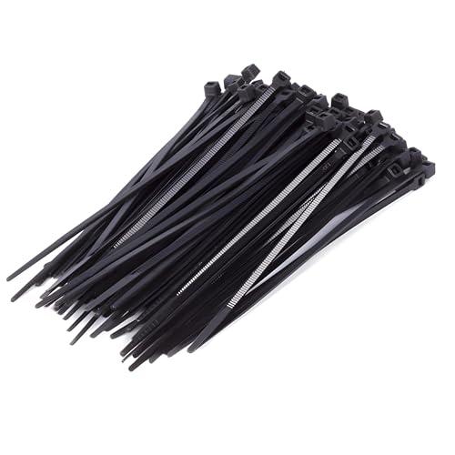 PARENCE.- Set di 100 Fascette in Plastica - 100 pezzi, Serflex, Flange, Rislan - 100x2,5mm, Nero