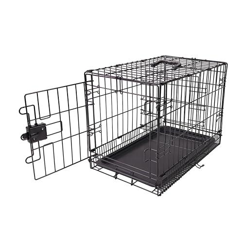 Amazon Basics Gabbia per cani in metallo, Pieghevole,Rimovibile, con vassoio di base e sportello singolo, Colore nero, L 61 x P 46 x H 51 cm