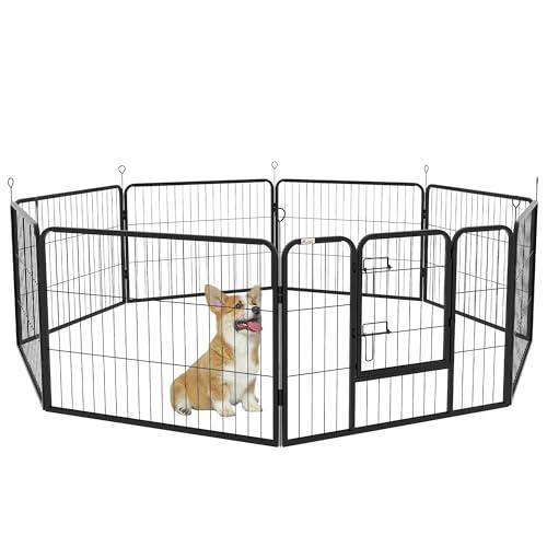 PawHut Recinto per Cani a 8 Pezzi Modulabili, Recinto Box in Acciaio per Interno ed Esterno, 80x60 cm, Nero