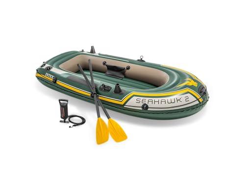 Intex 68347NP - Canotto Gonfiabile Seahawk 2, 2 posti, con Accessori, PVC, Multicolore, 236x114x41 cm