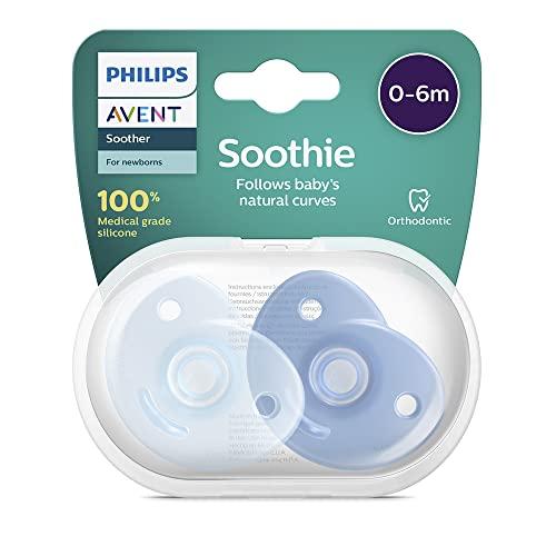 PHILIPS Avent Soothie Heart, Progettato Per Seguire I Contorni Naturali Del Viso Del Bambino, Realizzato In Silicone Per Uso Medico, Scf099/21, color Blu - Confezione da 2