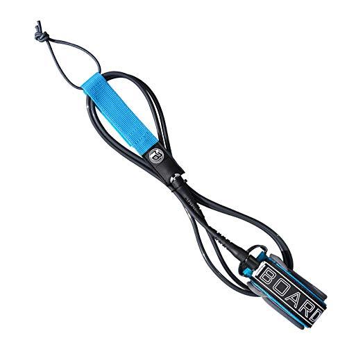 iboard - Corda da Surf da 7 mm, con Corda da 7/8/9 Piedi, in Materiale PU, 3 Strati di Chiusura a Strappo di Alta qualità, con Doppia Testa Rotante in Acciaio Inox (Blu Acqua e Grigio Scuro)