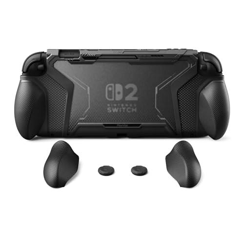 playvital Beyond-Grip Cover per Nintendo Switch 2, Custodia Protettiva Dockable&2 Set Grip Ergonomico Intercambiabile&Copri Analogici per Switch 2 Joycon Console, Bianco