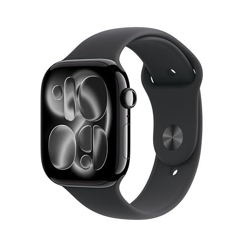 Apple Watch Series 11 GPS, Cassa 46 mm in alluminio Jet Black con Cinturino Sport nero - S/M