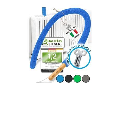 l'ORIGINALE Pulisci Termosifoni Lunga 115cm I Spazzola per Pulire Termosifoni senza Graffi I Spazzola Pulizia Termosifoni con Copertura Lavabile I Spazzola per Radiatori per Tutti i Radiatori (Blu)