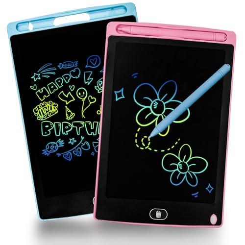Dyaucwpo 2 Set 8,5 Pollici Tavoletta Grafica, Tavoletta Grafica LCD Scrittura con Penna, Elettronica Lavagna Portatile da Disegno con Pulsante Elimina e Interruttore di Blocco per Bambini Blu Rosa