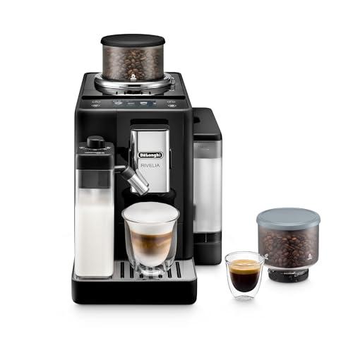 DeLonghi Rivelia Cafetera Superautomática con Molinillo y Depósito para Leche 19 Bares Negro Onyx