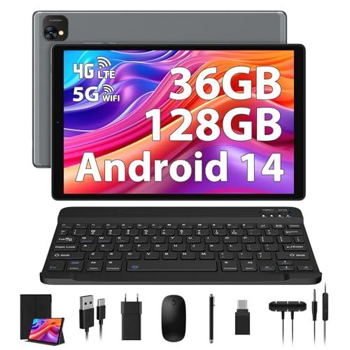 PIXPEAK Tablet 10 pollici 4G lte e 5G WiFi, Android 14.0 Octa-Core 2.0GHz, 36GB RAM, 128GB ROM (1TB TF), INCELL 1920 * 1200, 13MP+8MP, Tablet in offerta con Tastiera etc, GPS/Bluetooth, Grigio