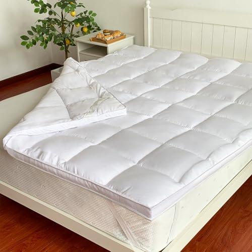 Bedecor Topper Matrimoniale 160x190cm, Morbido, Traspirante, Migliora il materasso, Topper per Divano Letto, Migliorare il Comfort del Sonno, Coprimaterasso Matrimoniale Imbottito in Poliestere