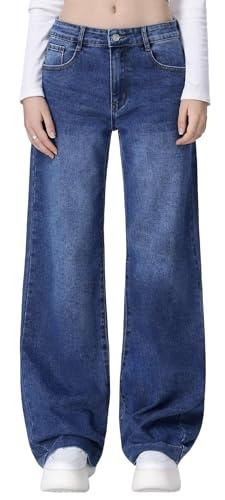 vittorio y Jeans Donna Vita Alta Larghi Baggy Wide Leg Fit Jeans (IT, Testo, S, Regular, Regular, Denim)
