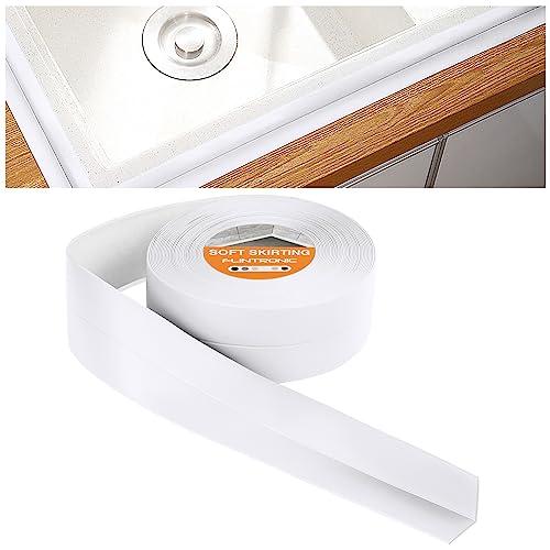 flintronic Sigillante Impermeabile, 4.5m*38mm Battiscopa Morbido PVC Sigillante Autoadesivo Nastro, Impermeabile, Antiolio e Antimuffa Utilizzato per Piastrelle da Cucina/Bagno, Mobili, ecc (Bianco)