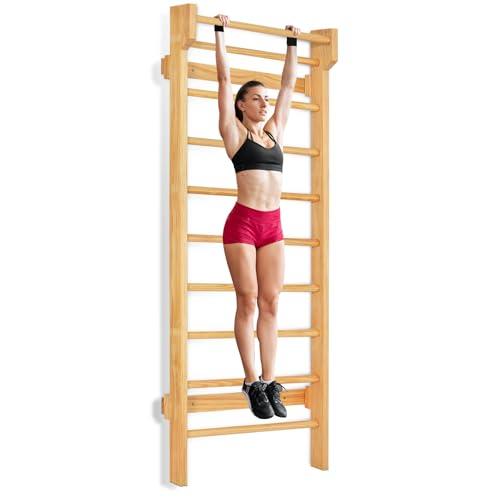 HOMASIS Spalliera Svedese in Legno, Spalliera Palestra Scala da Interno per Ginnastica ed Allenamento, Parete Arrampicata per Bambini e Adulti, Portata Massima di 100 kg