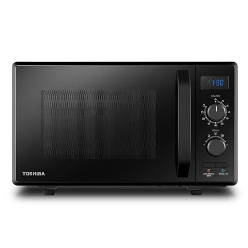 Toshiba Forno a microonde 900 W 23 L MW2-AG23P (BK) con funzione grill 1050 W, 8 menu automatici, funzione ECO, vassoio girevole con memoria di posizione, nero