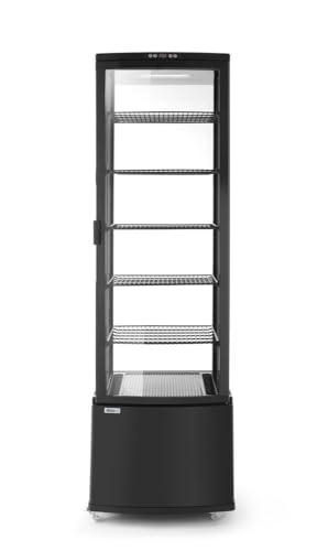 HENDI Vetrina da Esposizione Refrigerata, Sbrinamento Automatico, Sistema Antifog, 5 Ripiani, Illuminazione LED, Classe Energetica C, 270L, 230V, 290W, 556x526x(H)1913mm, Nero, ABS, Doppio Vetro
