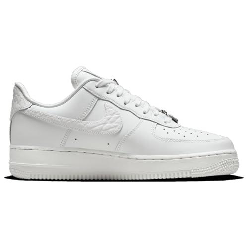 NIKE Air Force 1 IM6485 121,Sneakers Sportive in Pelle Bianca,Scarpe da Ginnastica Classiche con Catena Decorativa,Design Iconico nuero 39 EU