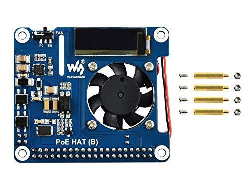 Power over Ethernet HAT (B) PoE HAT for Raspberry Pi 4 B/3 B+,802.3af-Compliant,37V ~ 57V DC Input,5V 2.5A DC Input, Onboard 0.91