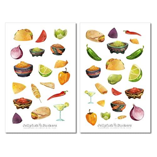 Set di adesivi sul cibo messicano - Adesivi colorati, adesivi per il diario, adesivi sul cibo, ristorante, Spagna, Messico, cucina, ricetta, libro