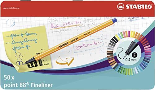 STABILO point 88 - Fineliner - Scatola in Metallo da 50 - Colori assortiti